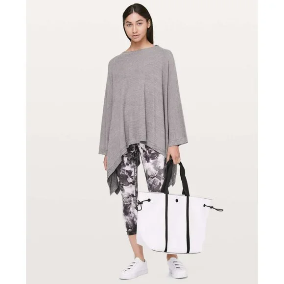 Lululemon Cashmere Tencel Divinity Scarf Poncho Ribbed Knit Cardigan Sweater - Picture 6 of 16